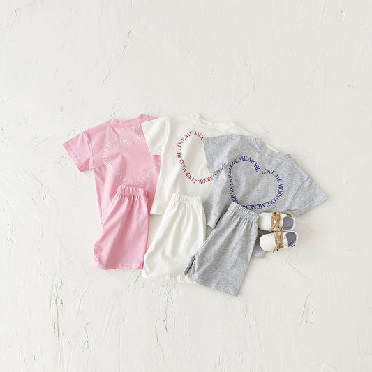 Heart Print Short Sleeved Two-piece Set